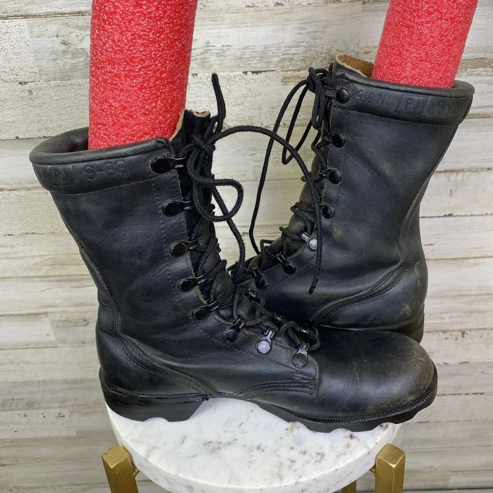 VTG Vietnam Combat Boots US Military Sz 4.5N Black PJ 9-88 Grunge Gothic Soldier